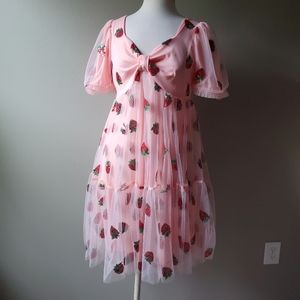 Pink Strawberry Sequin Dress kawaii NWOT